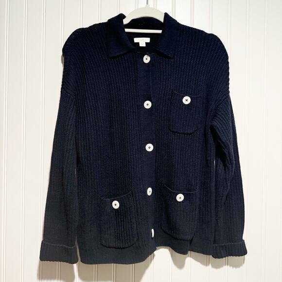 J. Jill Sweaters - J Jill Navy Blue Cotton Cardigan Sweater Size XS